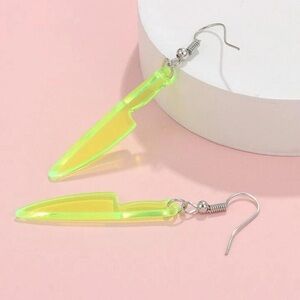 Neon Green Knife Earrings